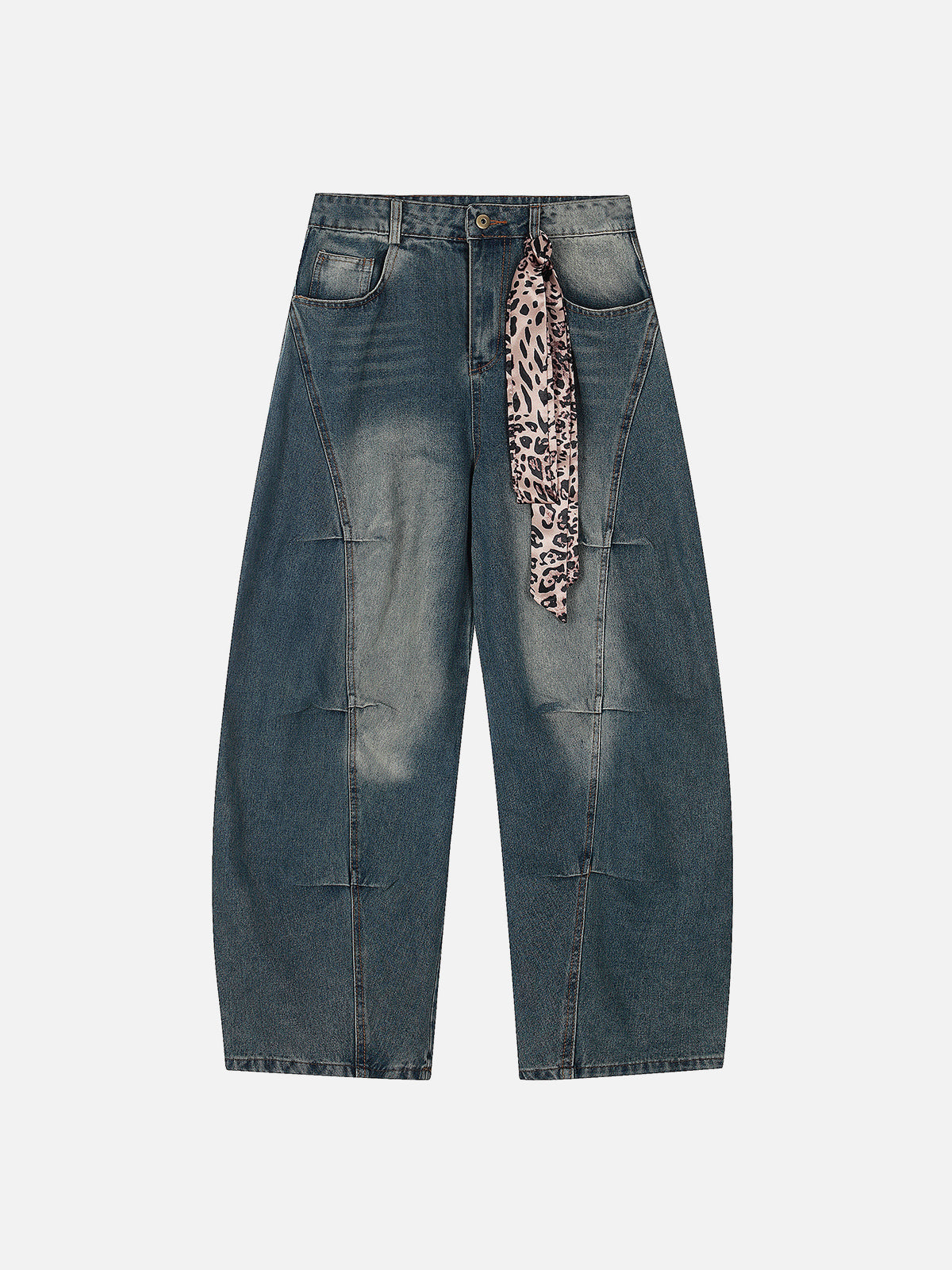 Leopard Kerchief Super Baggy Barrel Jeans