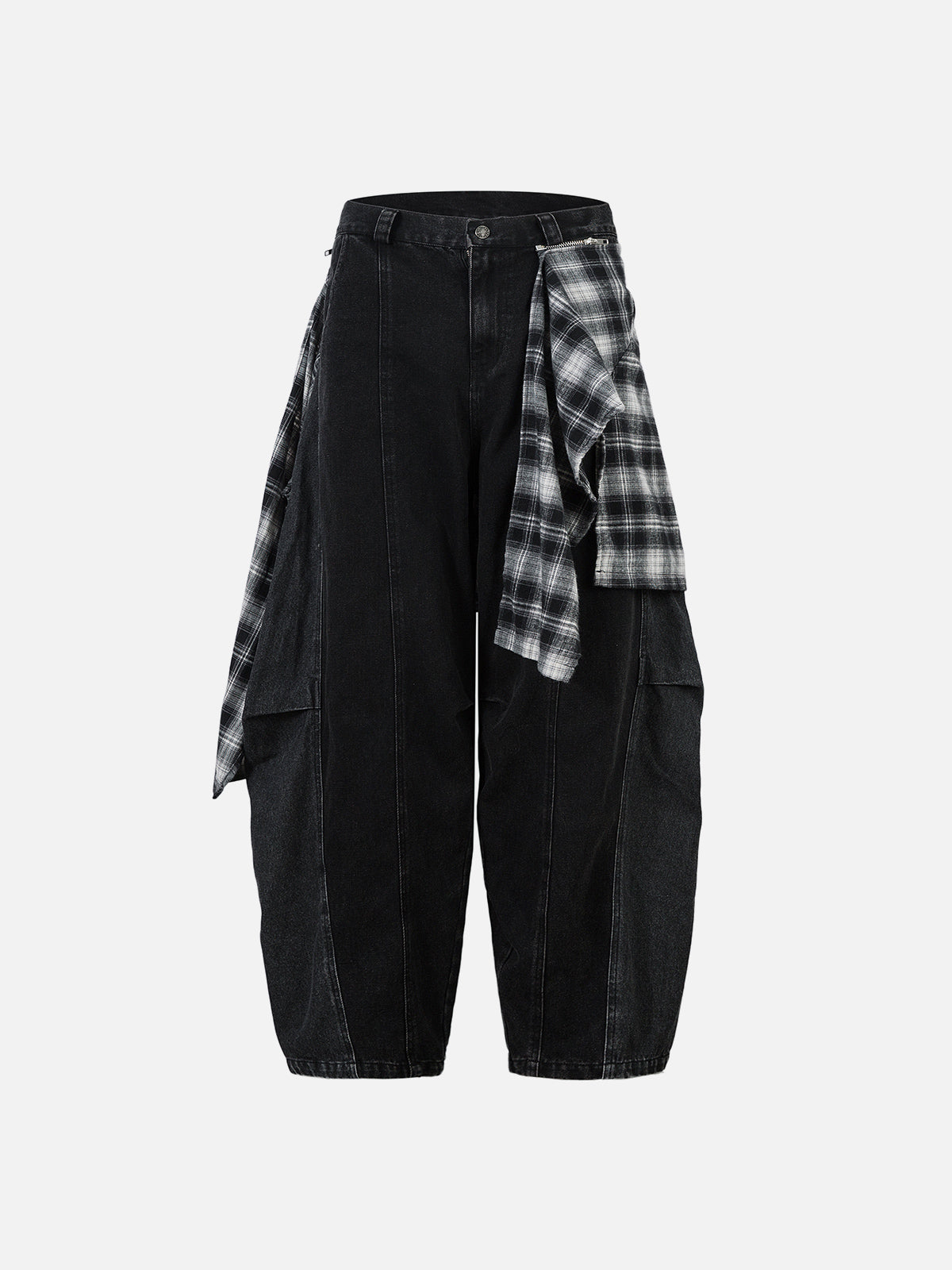 Plaid Baggy Barrel Jeans