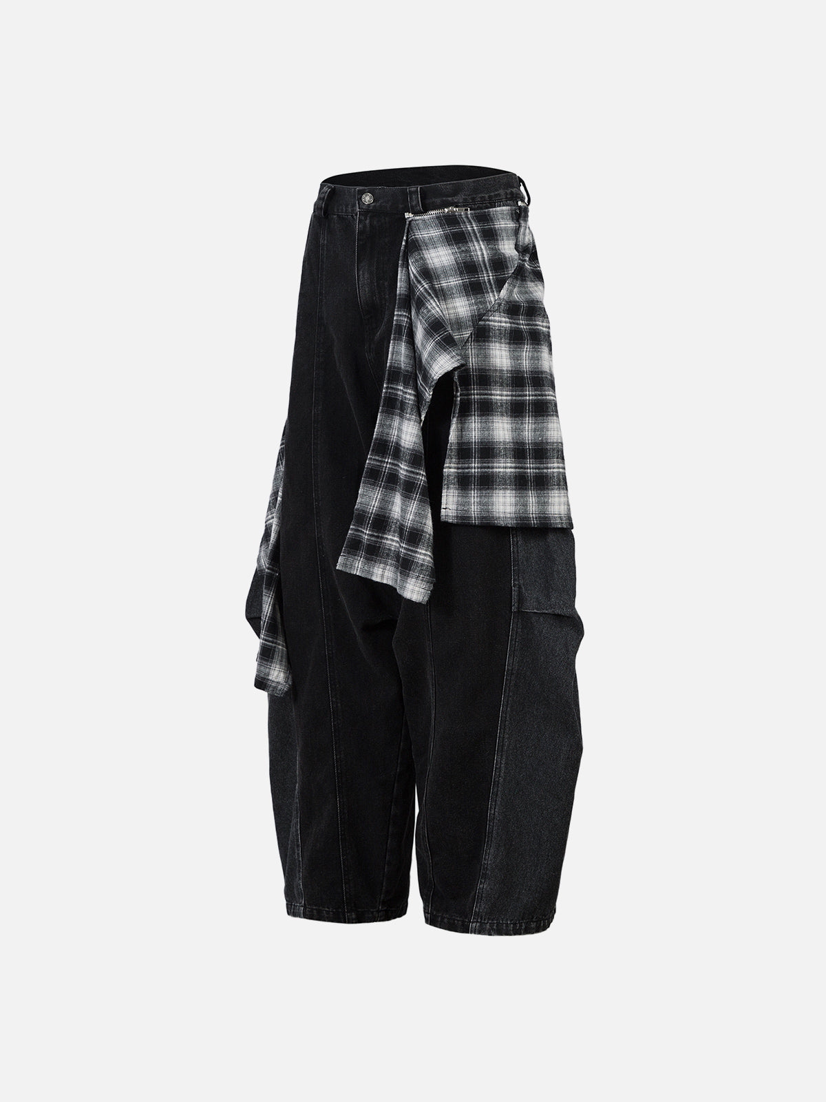 Plaid Baggy Barrel Jeans