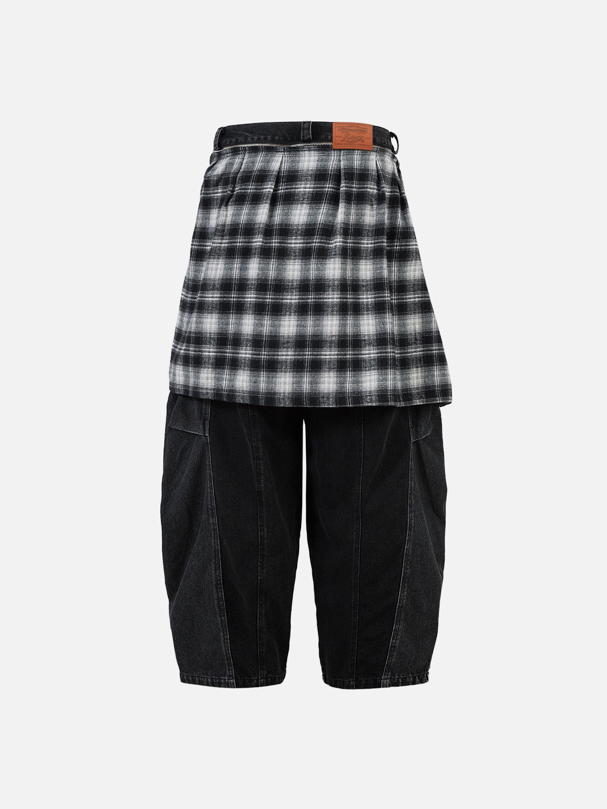 Plaid Baggy Barrel Jeans