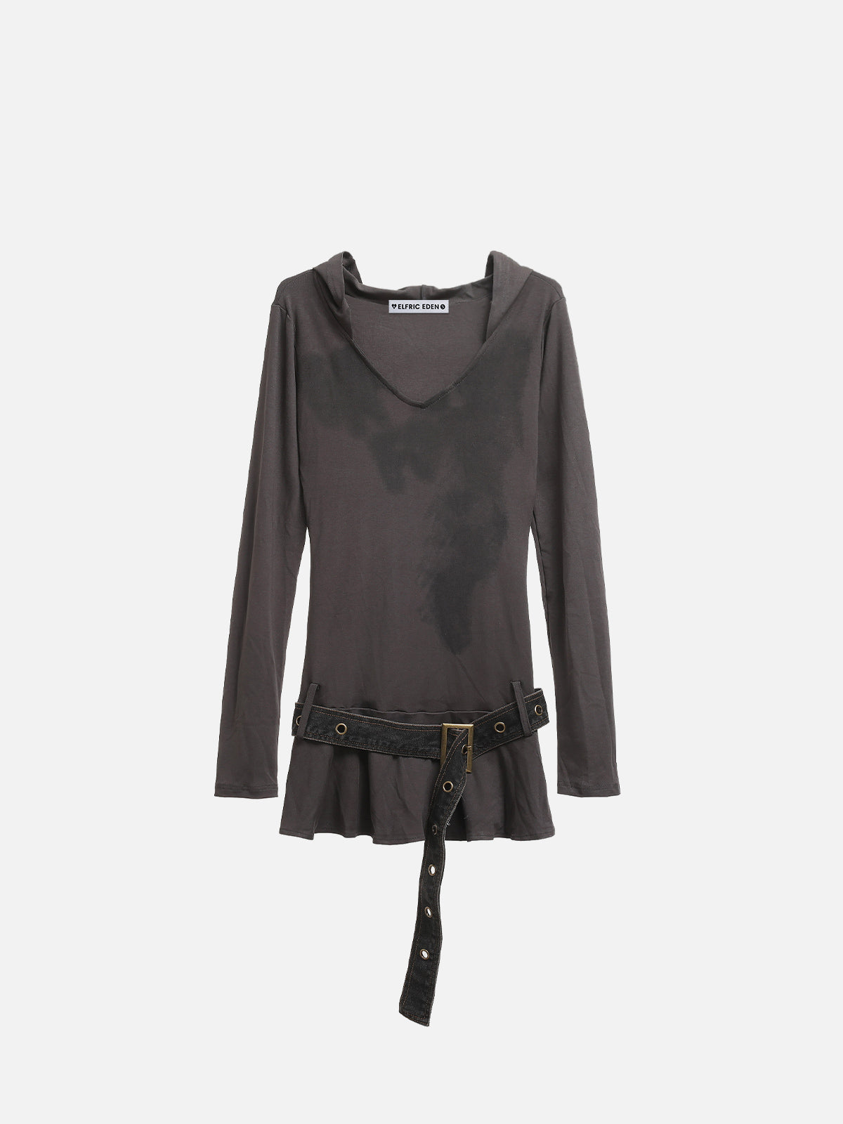 Belt Wshed Hooded Long Sleeve Tee