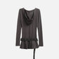 Belt Wshed Hooded Long Sleeve Tee