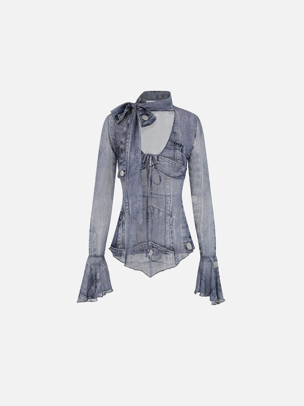 Denim Print Long Sleeve Tee