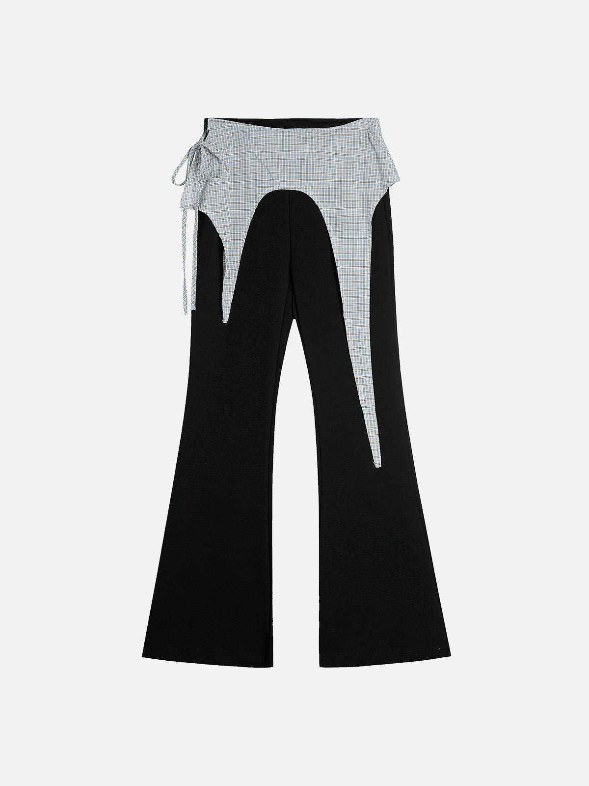 Plaid Patchwork Bootcut Sweatpants