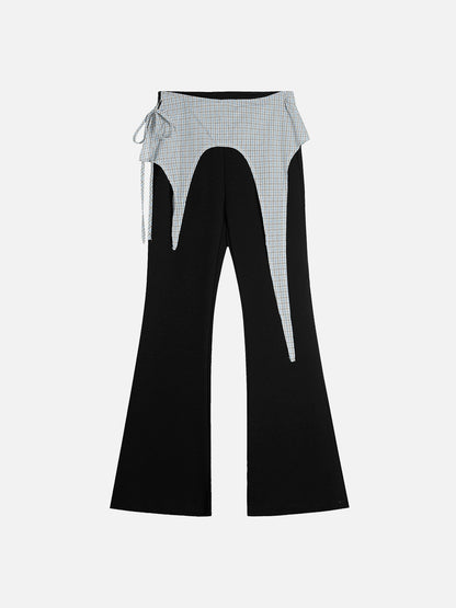 Plaid Patchwork Bootcut Sweatpants