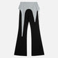 Plaid Patchwork Bootcut Sweatpants