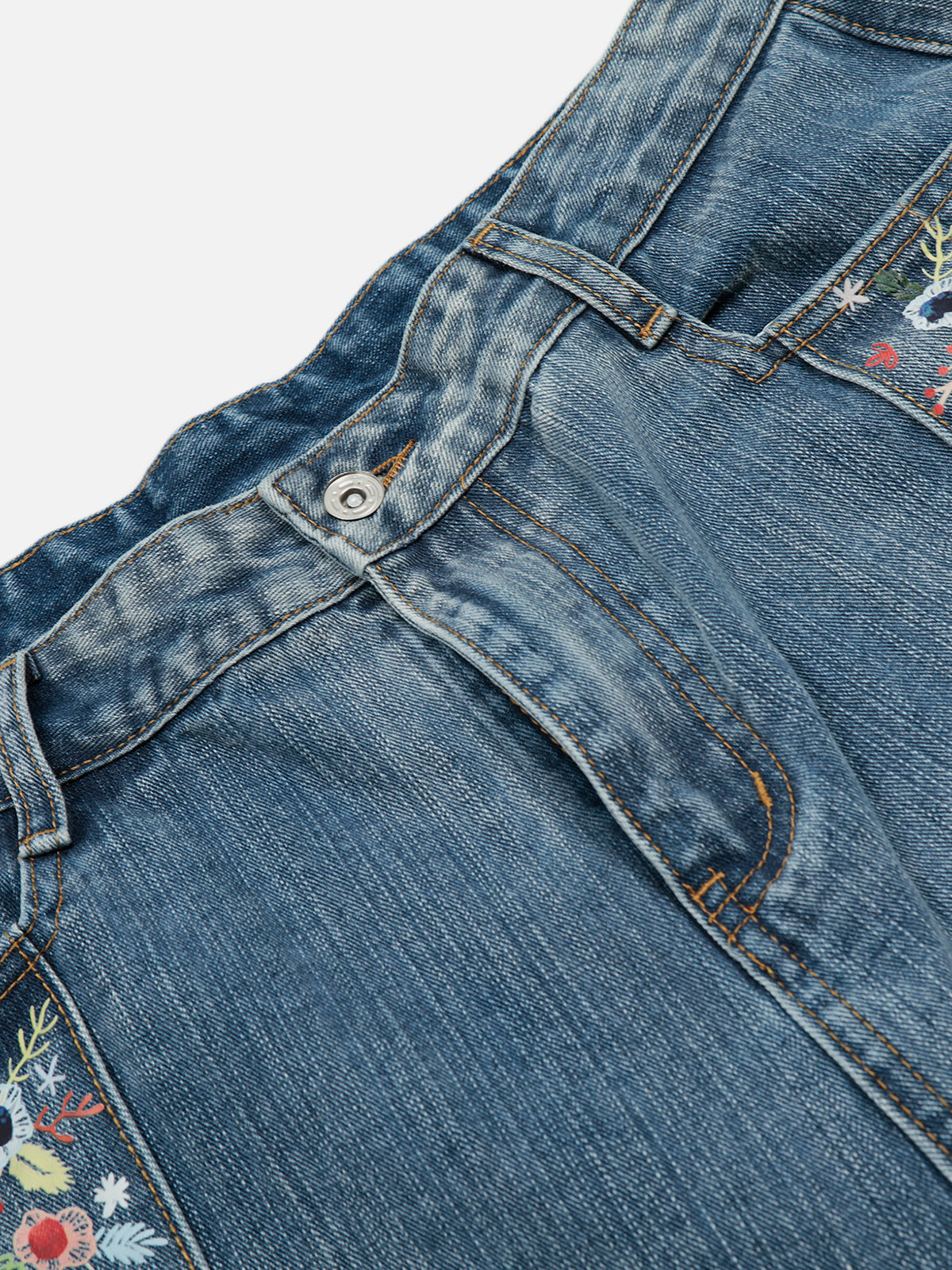 Flower Embroidery Longline Jorts