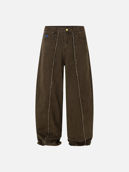 Fringe Patchwork Baggy Jeans