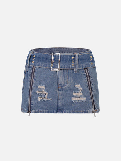 Applique Embroidery Star Denim Skirt