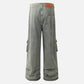 Fringe Wrinkle Baggy Jeans