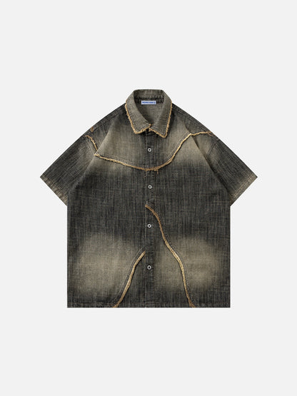 Fringe Washed Short Sleeve Shirt