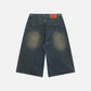 Flame Applique Embroidery Longline Jorts