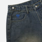 Flame Applique Embroidery Longline Jorts