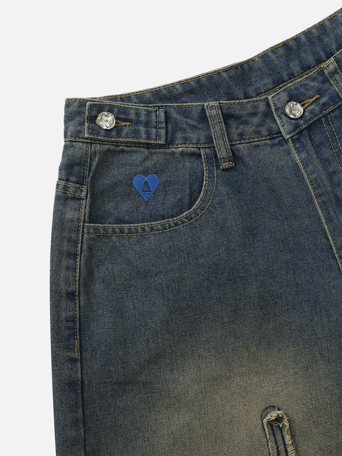 Flame Applique Embroidery Longline Jorts