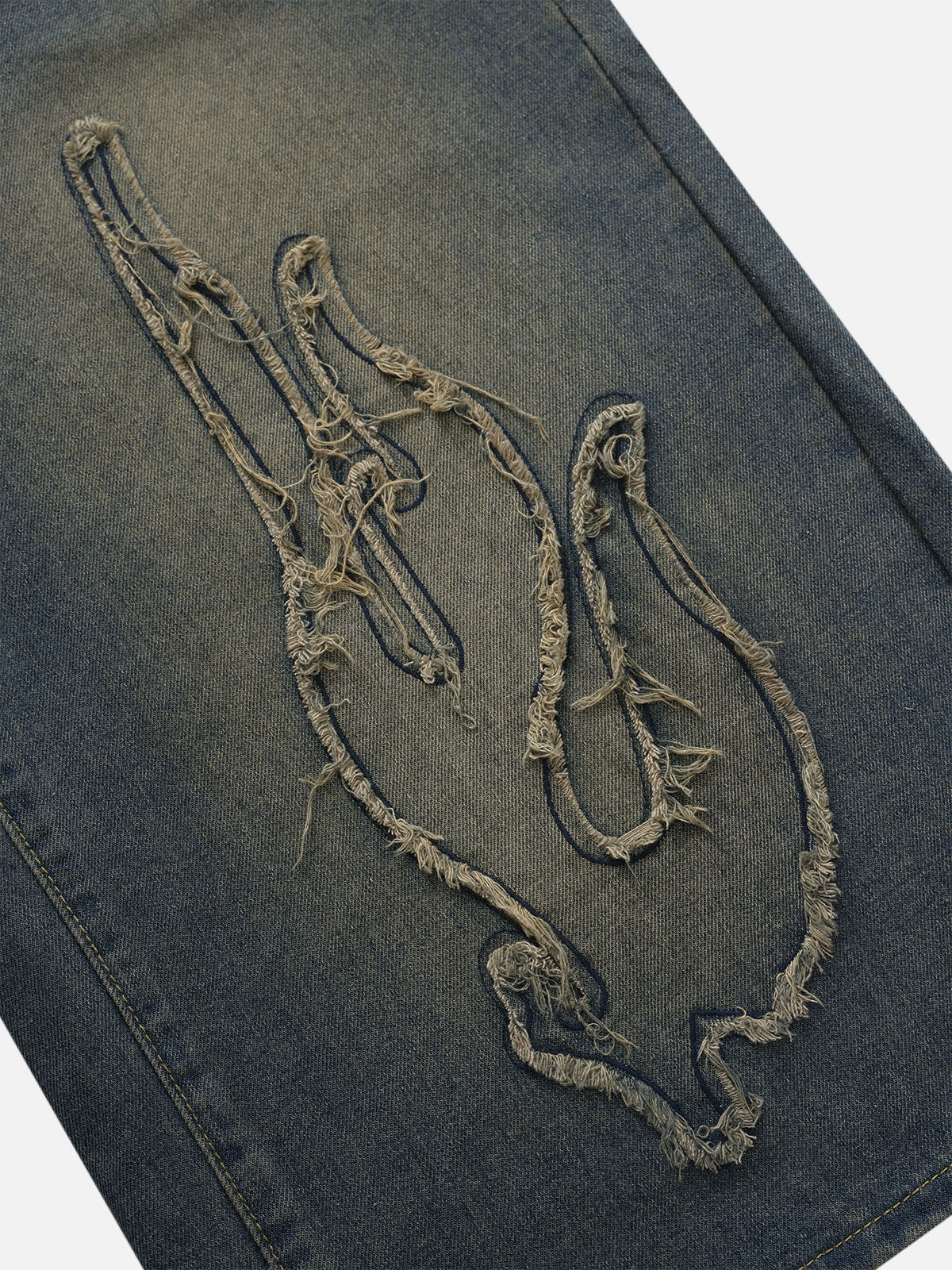 Flame Applique Embroidery Longline Jorts