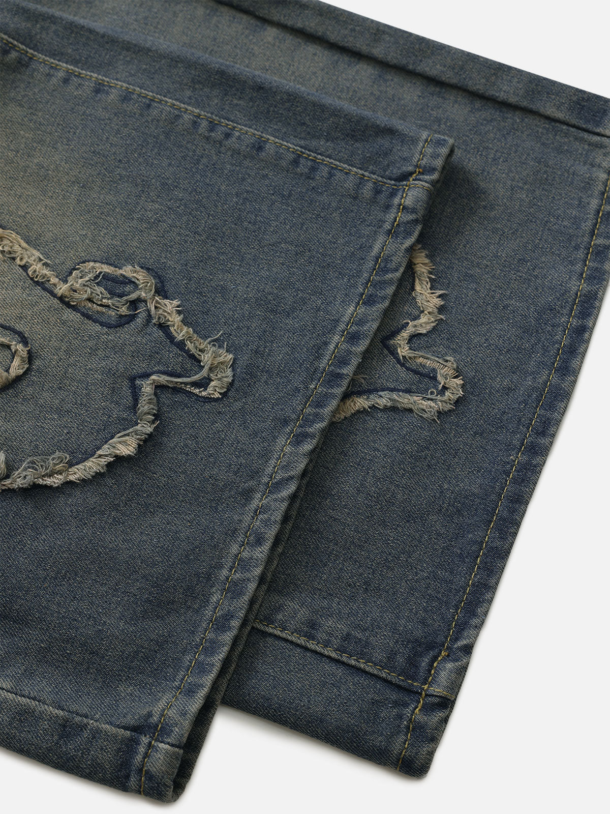 Flame Applique Embroidery Longline Jorts