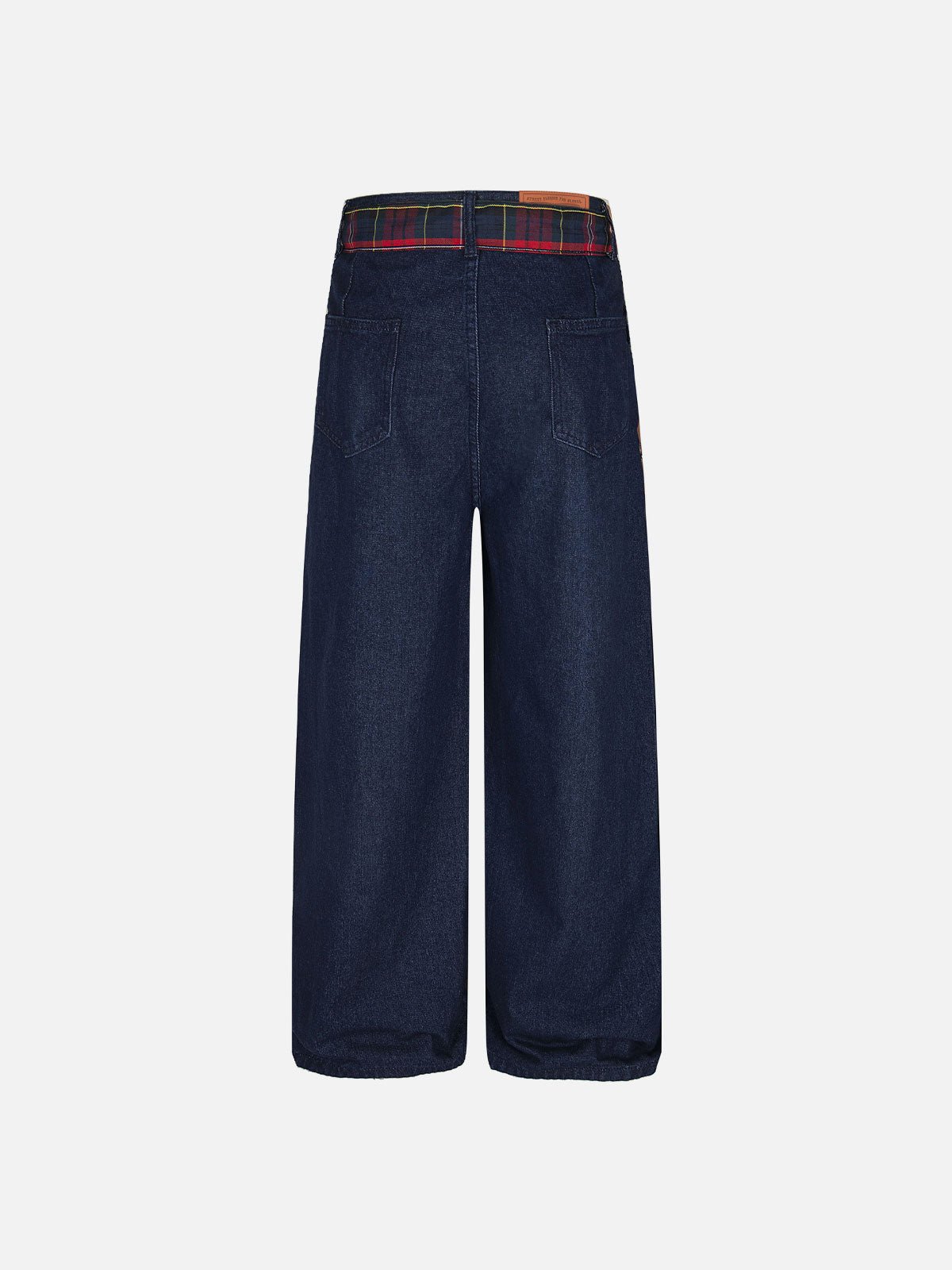 Plaid Belt Baggy Jeans