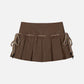 Drawstring Wrinkle Faux Leather Skirt