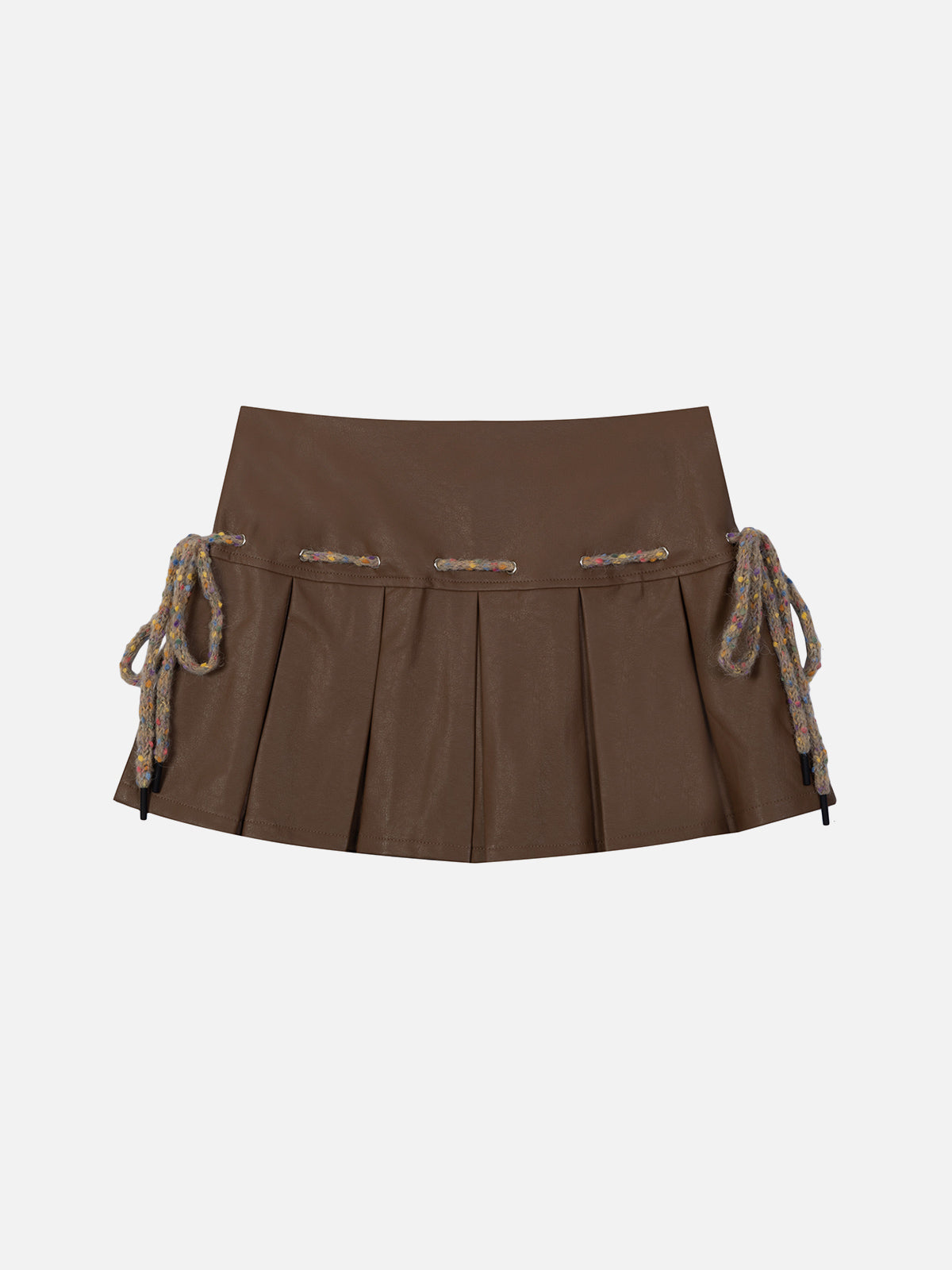 Drawstring Wrinkle Faux Leather Skirt
