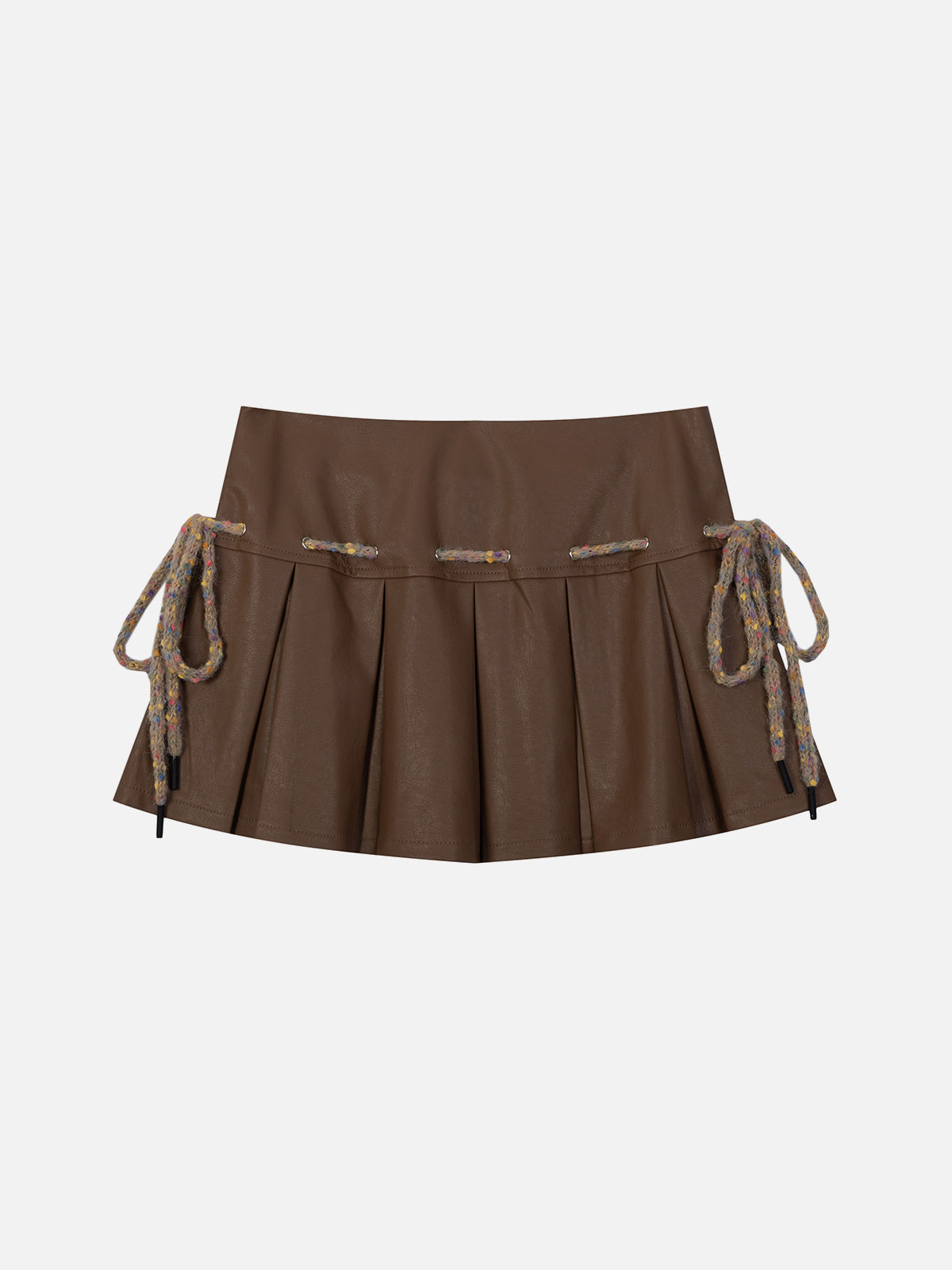 Drawstring Wrinkle Faux Leather Skirt