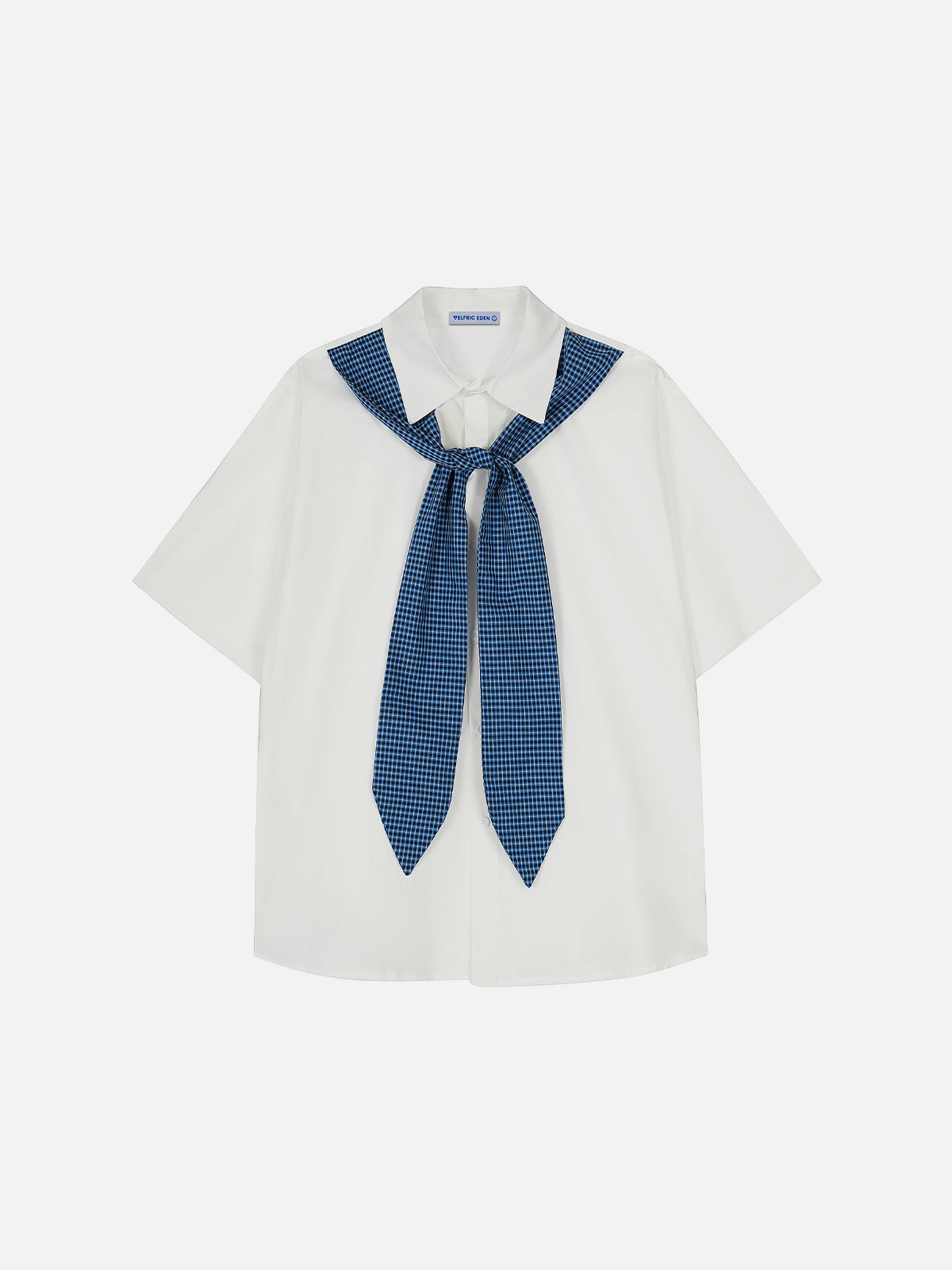 Plaid Necktie Short Sleeve Shirt