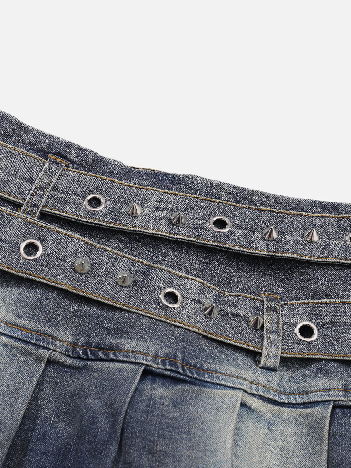 Double Belt Washed Skirt