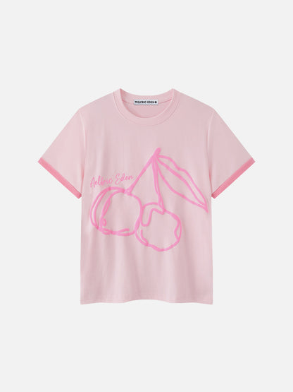 Washed Cherry Print Tee