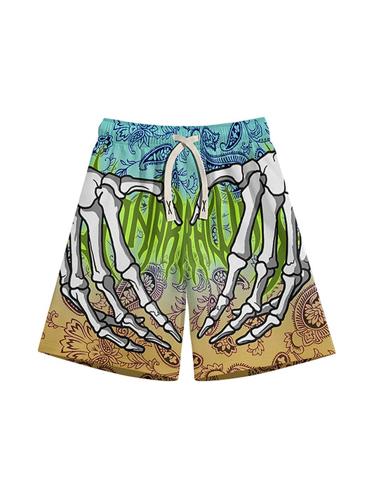 Thesupermade Skull Hand Print Hip-hop Shorts