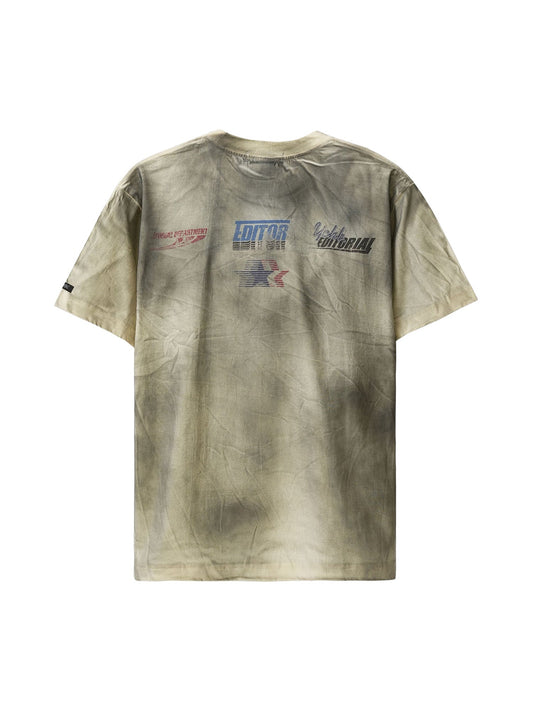 Thesupermade Dirty Wash Heavy Print Street Rap T-Shirt