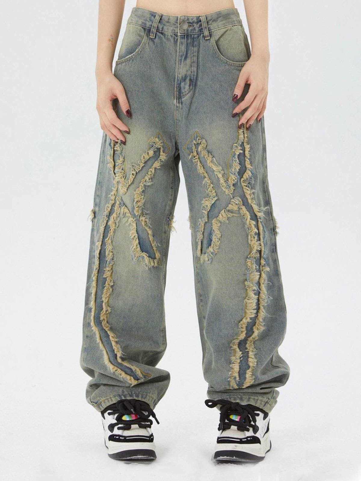 Washed Fringe Jeans