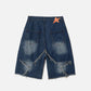 Vintage Starry Fringe Hem Jorts