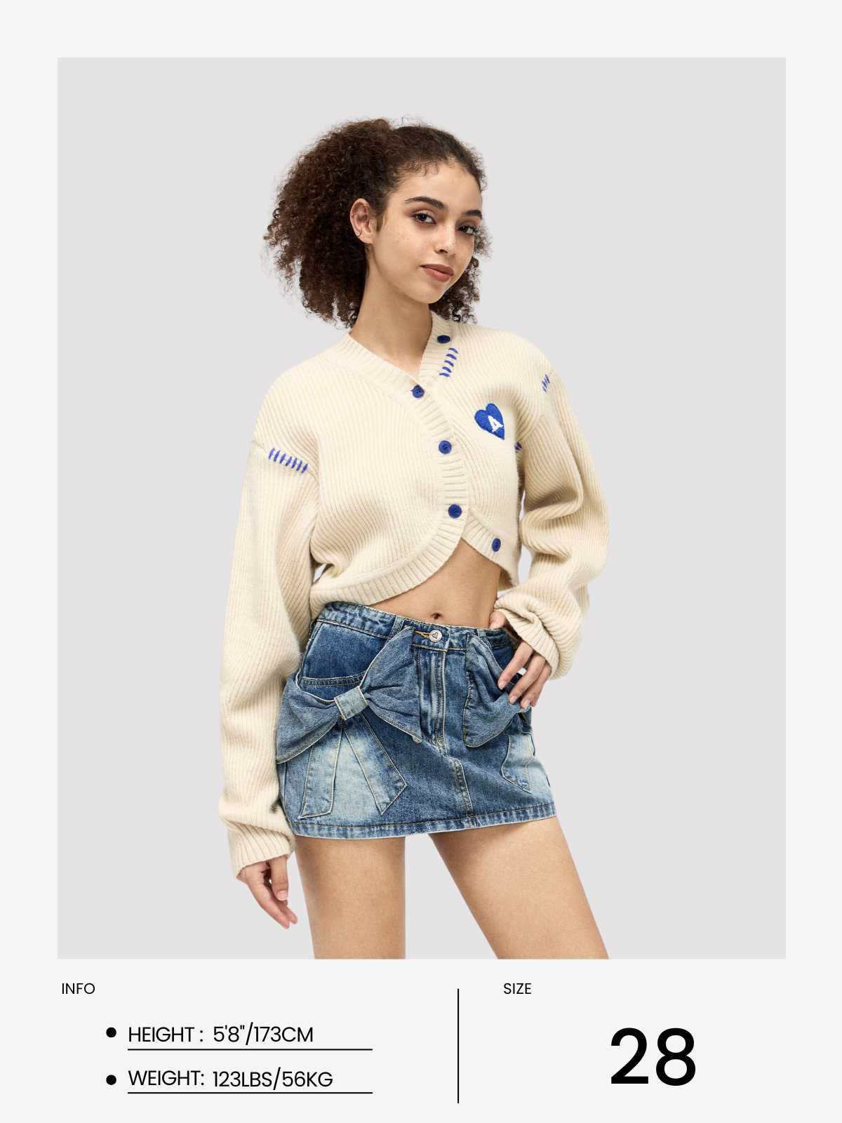Bow Washed Denim Skirt