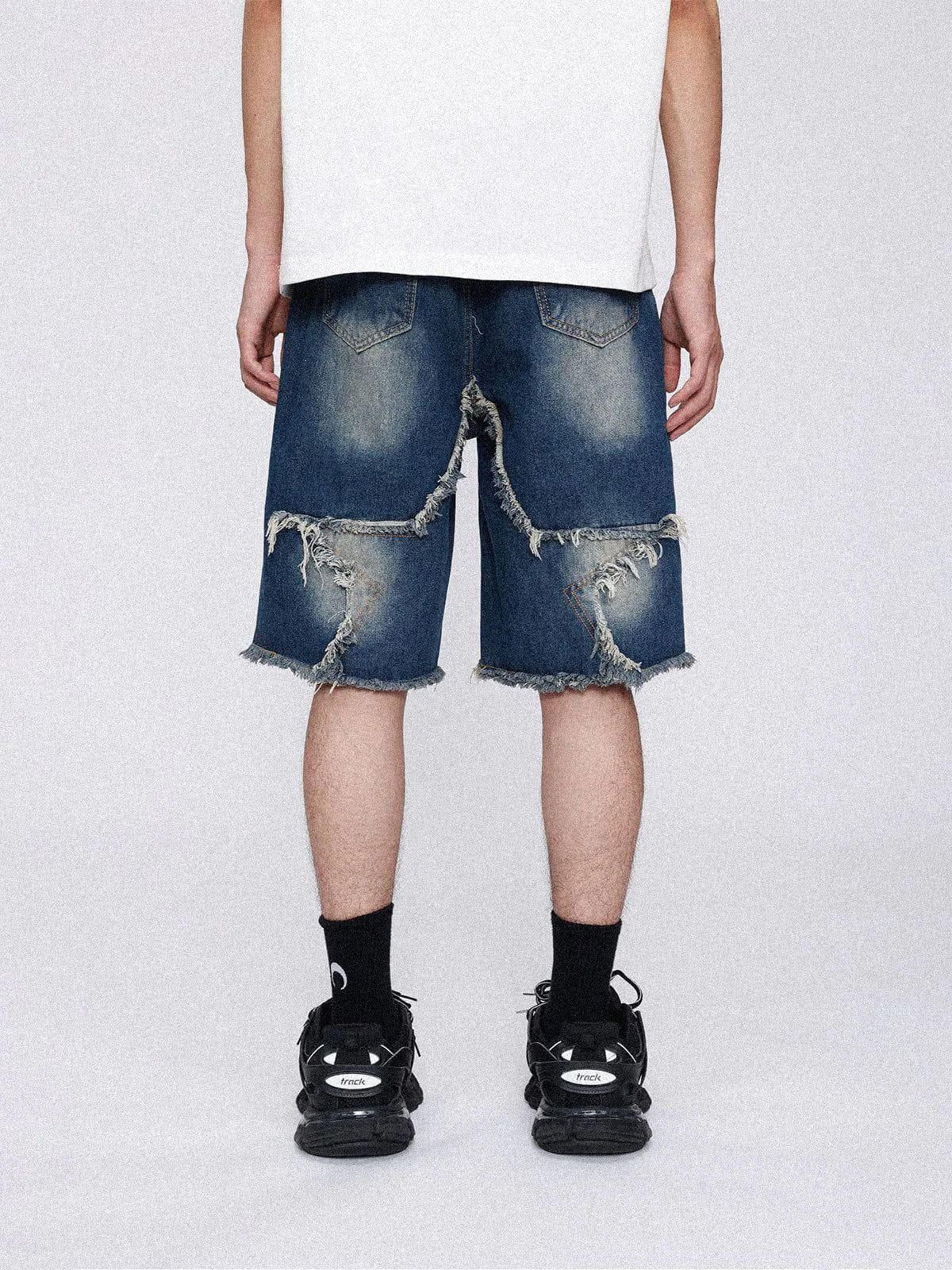 Vintage Starry Fringe Hem Jorts