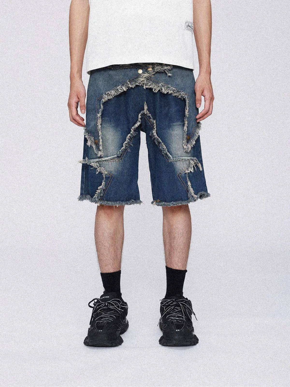 Vintage Starry Fringe Hem Jorts