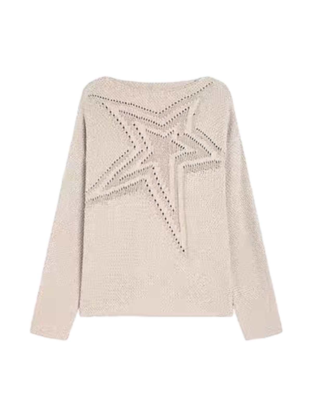 Thesupermade Star Cutout Dropped Shoulder Knit Sweater