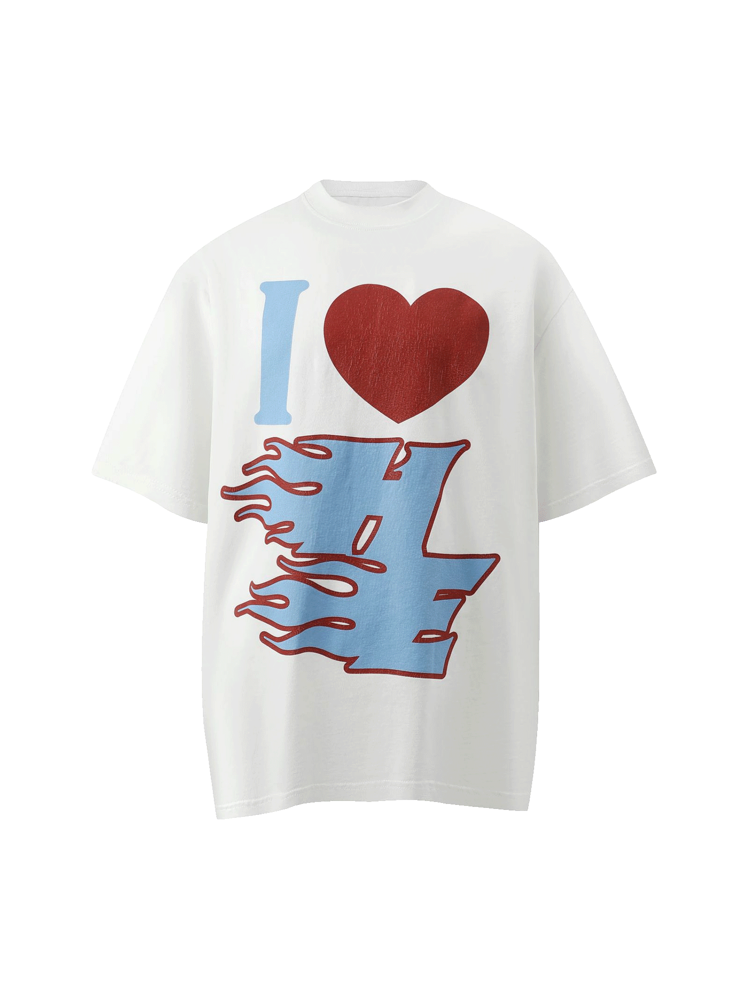 Thesupermade Love Heart Fun Print Street Rap T-Shirt