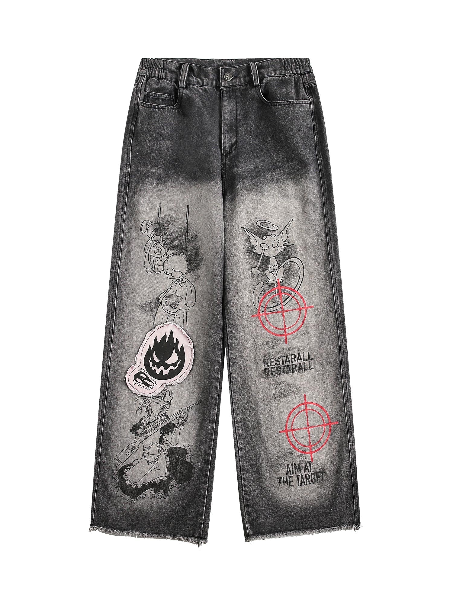 High Street Hip-hop Fun Print Jeans