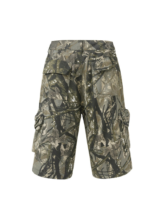 Thesupermade Retro Camouflage Fallen Leaves Cargo Jort