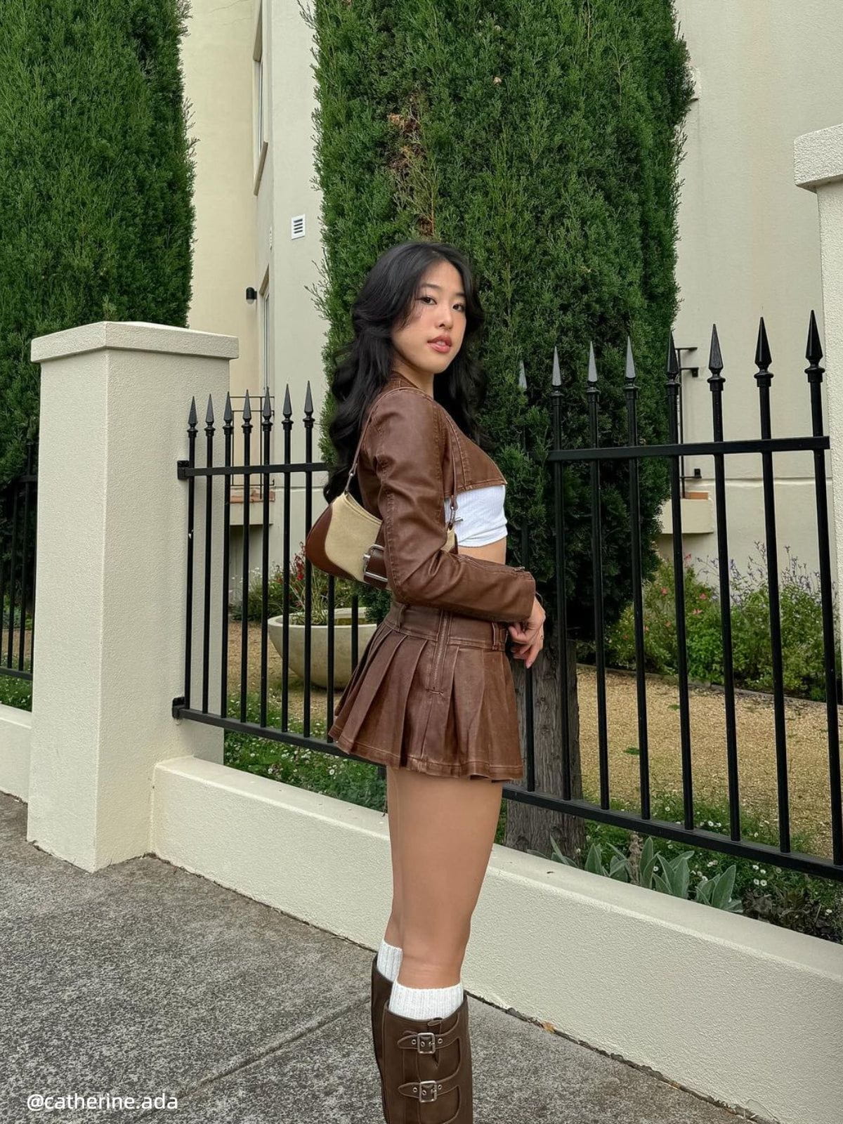 Heart Belt Faux Leather Pleated Skirt