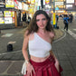 Slant Faux Leather Skirt