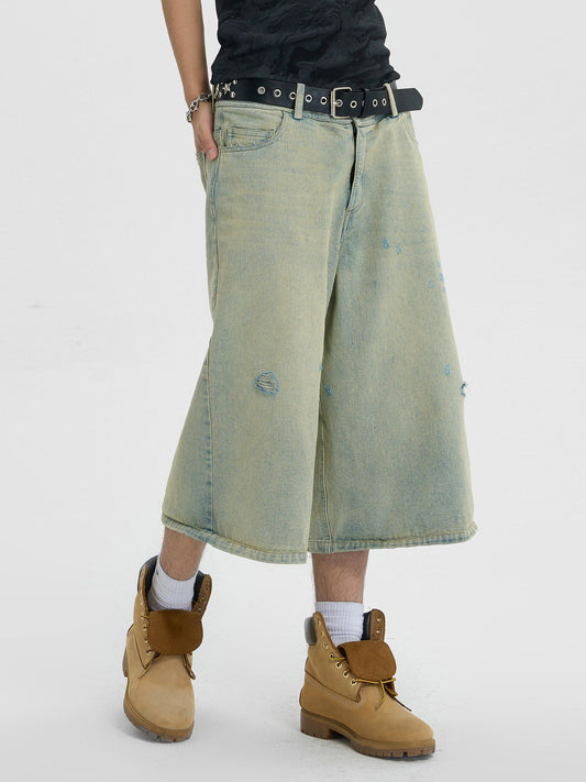 Retro Cropped Summer Denim Hip-hop Jort - 2078