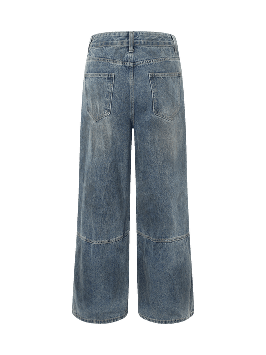 Street Hip-Hop Structured Ripped Washed Jeans