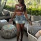 Bow Washed Denim Skirt