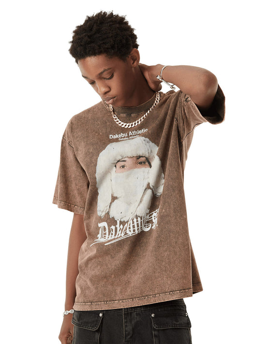 Thesupermade Portrait Washed Distressed Street Rap T-shirt