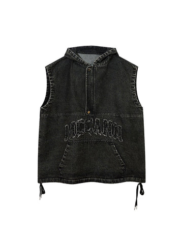 Thesupermade Washed Distressed Denim Vest