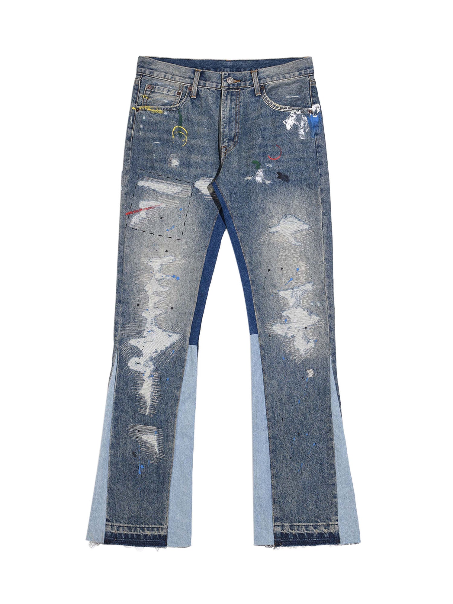 Splashing Ink Patchwork Jeans