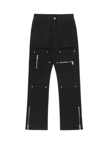 High Street Zipper Patchwork Pocket Denim Pants