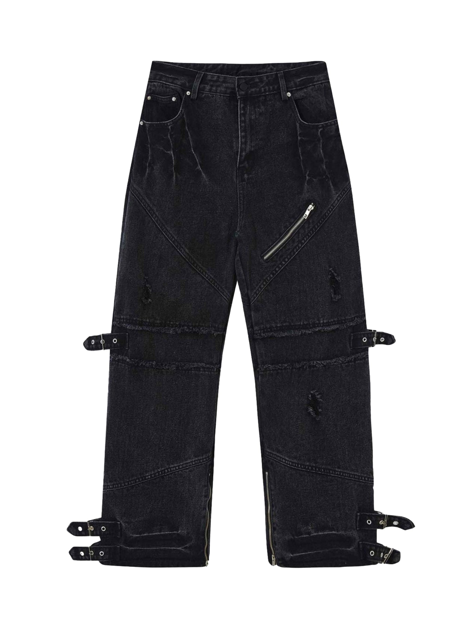 Hip-hop Retro Wash Old Punk Denim Pants-1456