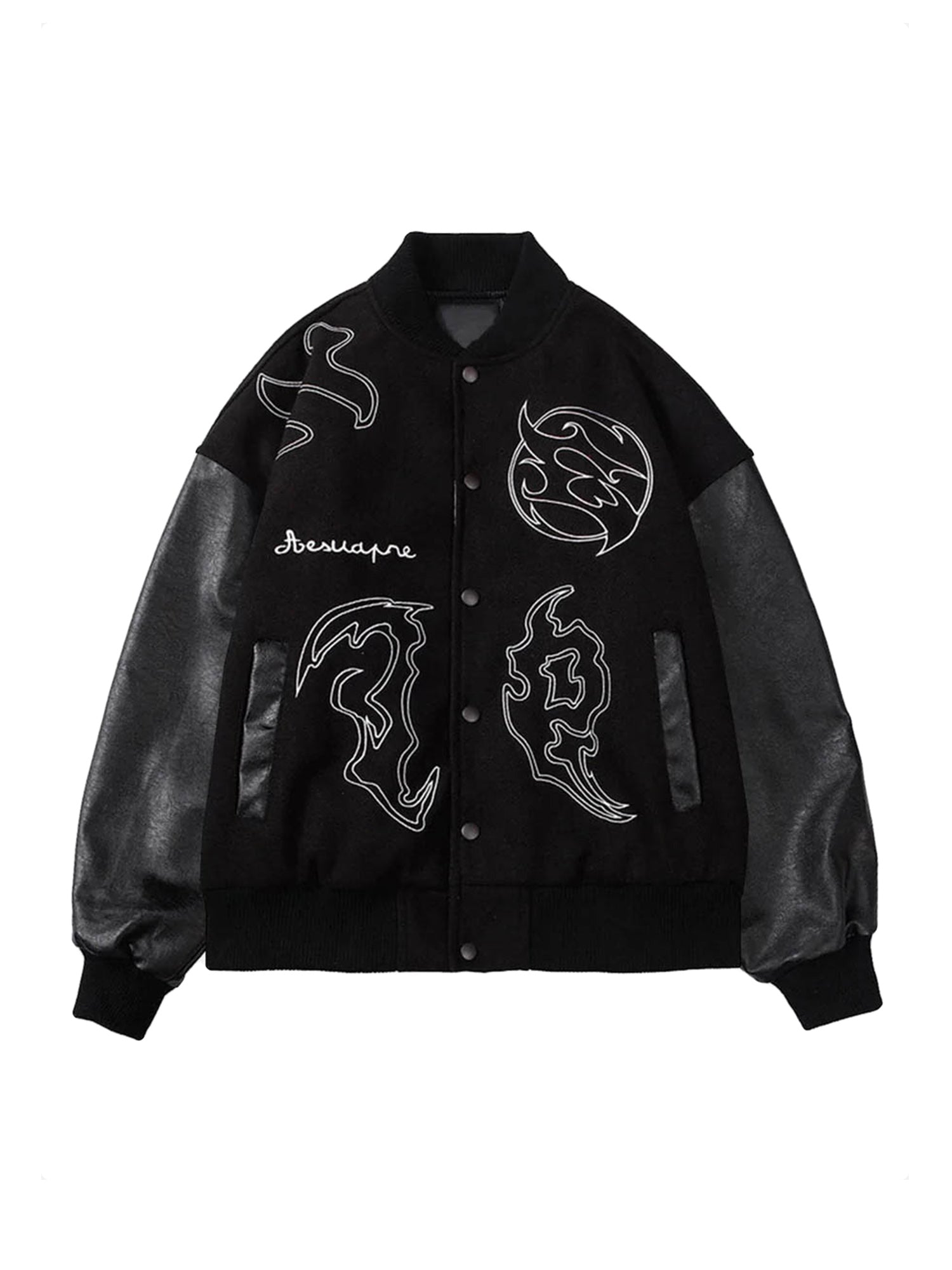 Symbol Embroidery PU Leather Racing Jacket -1133