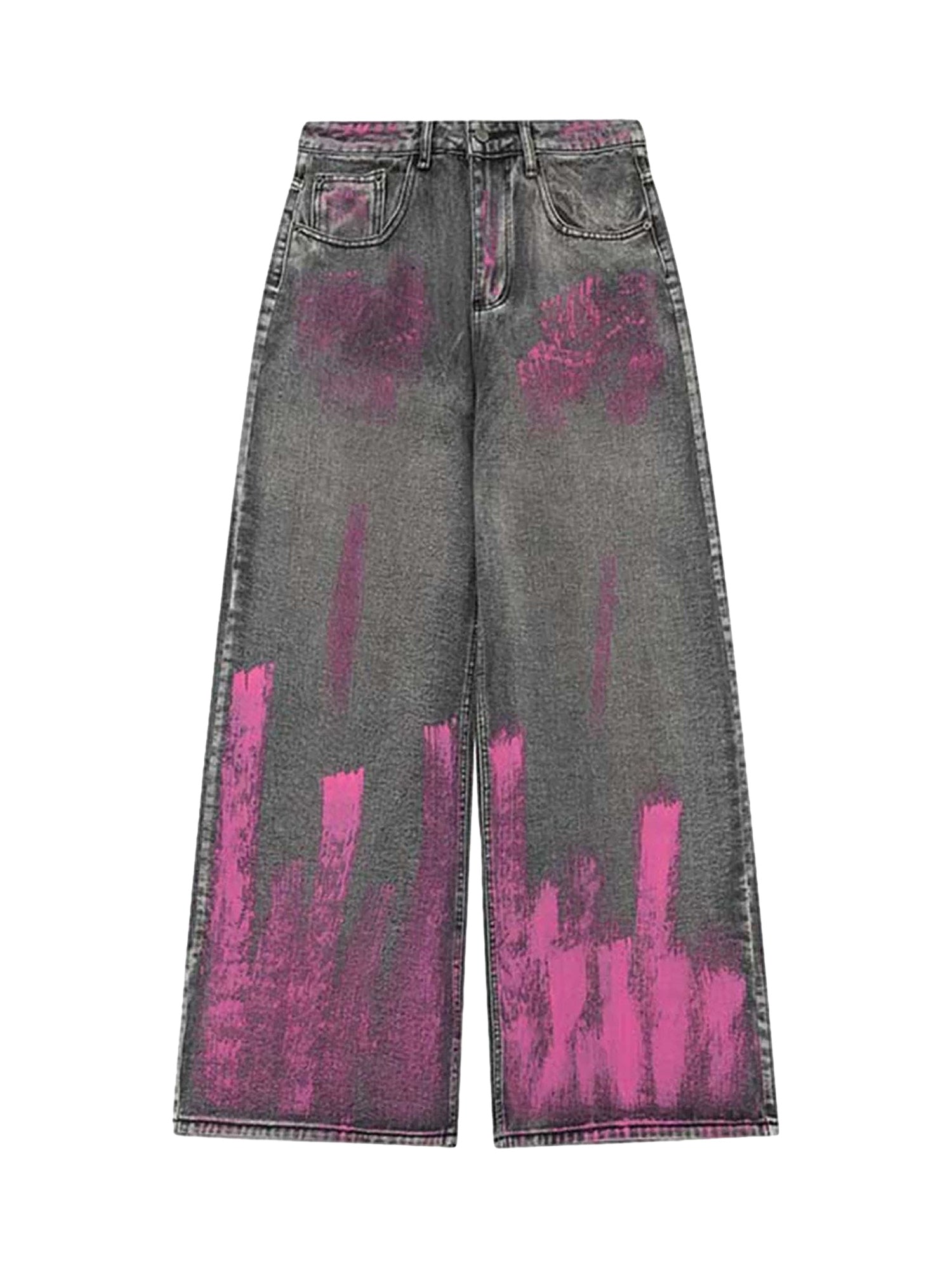 Thesupermade Graffiti Airbrushed Yıkanmış ve Yıpranmış Kot Pantolon - 1886 